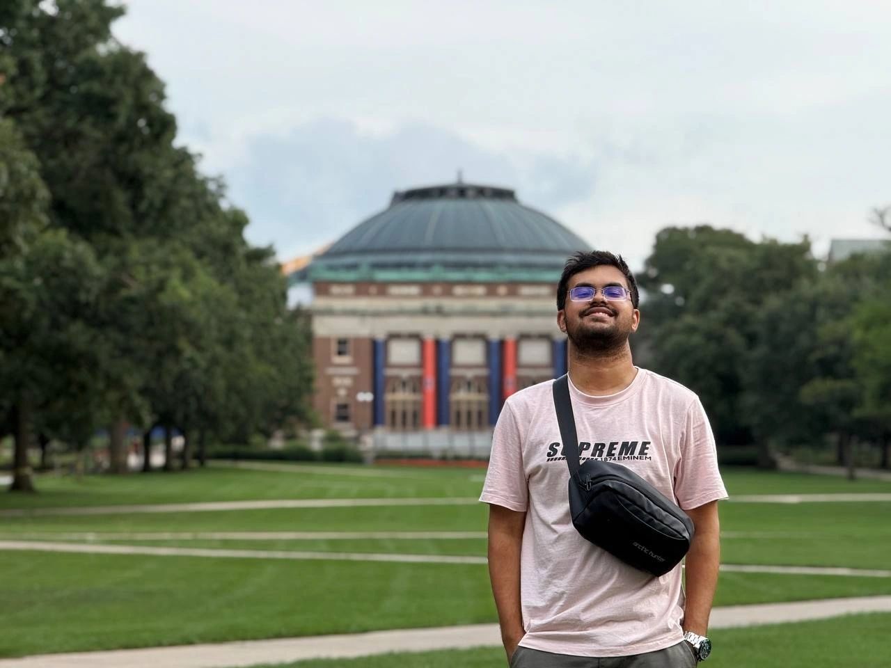 H. M. Shadman Tabib standing on the Main Quad at the University of Illinois Urbana-Champaign